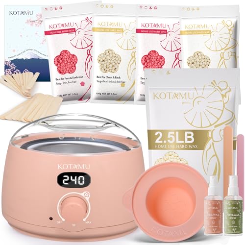 KOTAMU Pink Hair Removal Wax Kit for Women &amp; Men, Digital Waxing Kit with 2.5lb Cream Wax Beads for Chest Back Leg Bikini Brazilian Waxing, Perfect Use at Home &amp; Salon