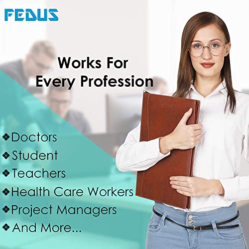 Image of FEDUS Multipurpose Mens & Womens Leatherette Professional File Folders for Certificates, Documents Holder, Document Bag, Portfolio, Executive File Legal Size Documents Holder with 25 Leafs Brown
