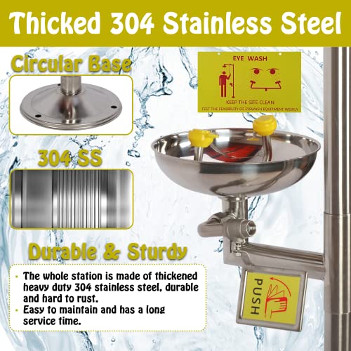 Lukar Stainless Steel Emergency Eye Wash Station With Shower Combination Eyewash Station Safety Shower Eye Washer #TOP1
