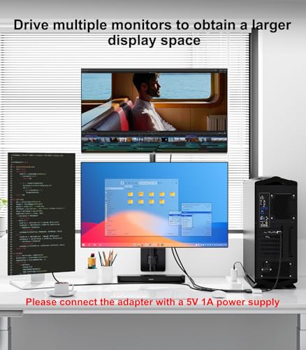 Image of DisplayPort to Dual DisplayPort with HDMI Adapter 4K@60Hz, Extended Display 1 in 3 Out MST Hub for Multiple Monitors Compatible with PC,NVIDIA /AMD Graphics Card