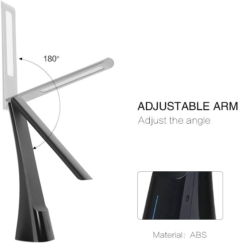 STARPIE LED Desk Lamp, 3 Lighting Modes & 3 Temperatures, Cordless Foldable Task Light, Portable Modern Design Touch Control with USB/Rechargeable Battery Operated for Living Room/Kids/Reading - Black