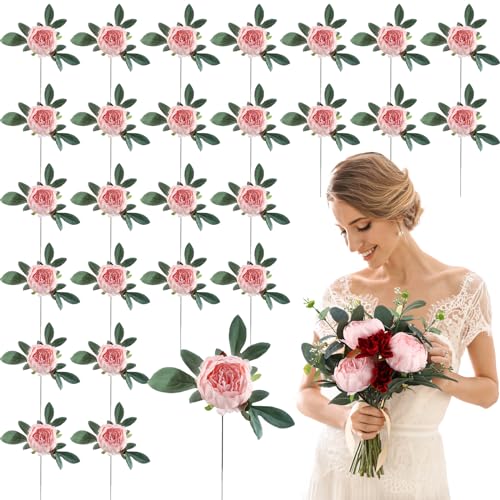 Zeyune 50 Pcs Peonies Artificial Flower Centerpiece, Pink