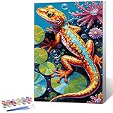 Framed Paint by Numbers Kit for Adults Beginner Animal, Adult Paint by Number Kits on Canvas Framed Chameleon, DIY Acrylic Oil Painting by Numbers with Frame, Perfect for Home Decor 8 X 12 Inch