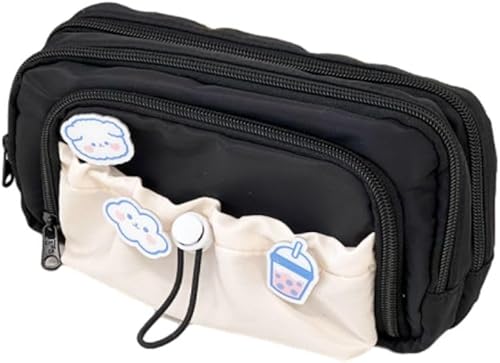 Vista 4 de Estuche de lápices lindo y estético Kawaii con pines Kawaii, portalápices grande, suministros preppy (morado)