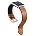 Sweatproof Hybrid Leather Sports Watch Band Vintage Replacement Bands for Apple Watch iwatch Series 4 3 2 1 Dark Brown Replacement Straps with Sliver Stainless Steel Buckle Clasp (42mm, Brown)