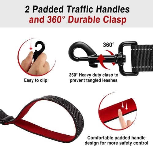 Double Layer Nylon Reinforced Heavy Duty Dog Leash 6Ft Long, Double Handle Dog Leash For Control Safety Training Walking Hiking, Reflective Dog Leash For Small Dogs Medium Dogs Large Dogs (Purple) #TOP2