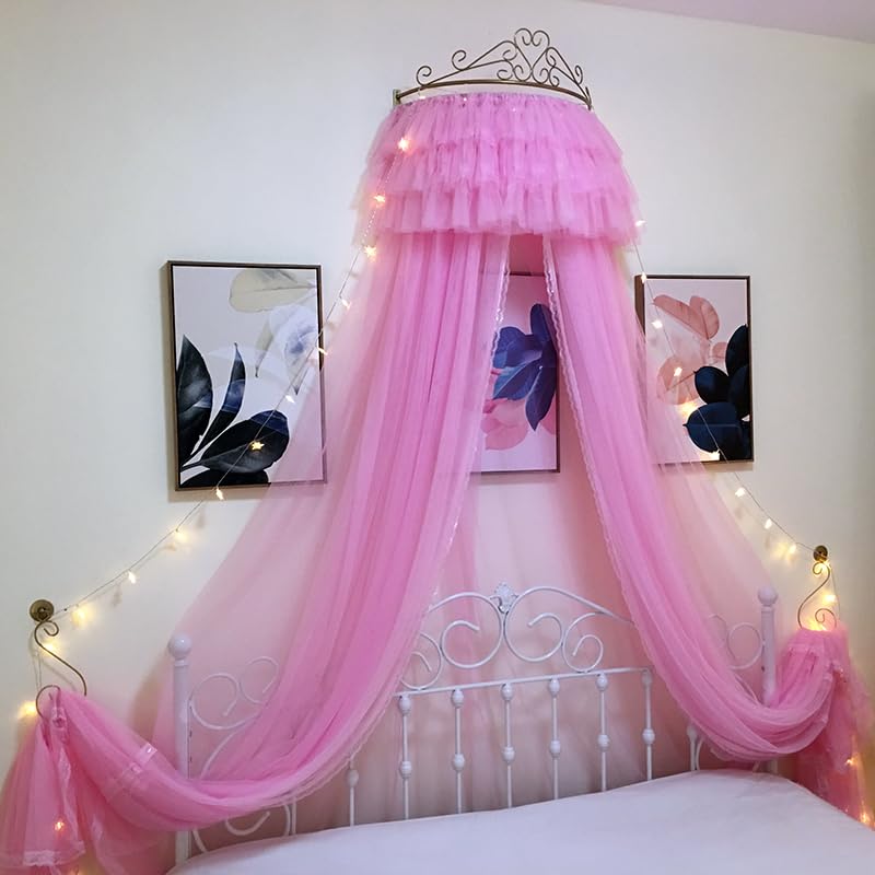 Red de hilo para cama infantil estilo dosel de corona que decora la mesita de noche