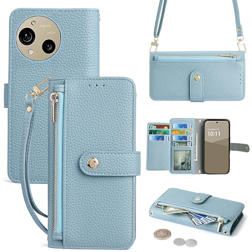 Vokpok �Ή� AQUOS R11 SH-51G/SH-M35 �P�[�X �蒠�^ �V�����_�[ ���̓}���`�J�[�h���[ �X�^���h�@�\ �A�N�I�X R11 ���z�^�P�[�X ���|���΂߂�����񂩂��A�|���X�g���b�v�t�����������p�� �W�b�p�[���K���� SH-51G �X