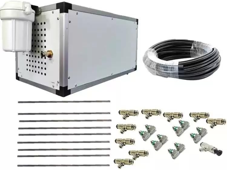 System - Stainless Steel Tubing - 1500 PSI Misting Pump - Do It Yourself Misting System - For Residential, Commercial and Industrial - Up to 120 Nozzles (38 Ft Mist Line - 20 Nozzles)