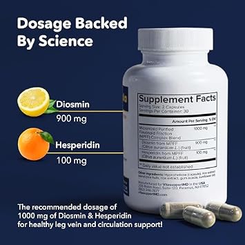 Healthy Circulation Trio Bundle with Diosmin Hesperidin 1000mg, Butcher's Broom Extract, Vitamin D3, Micronized MPFF, Healthy Blood Flow, 180 Capsules
