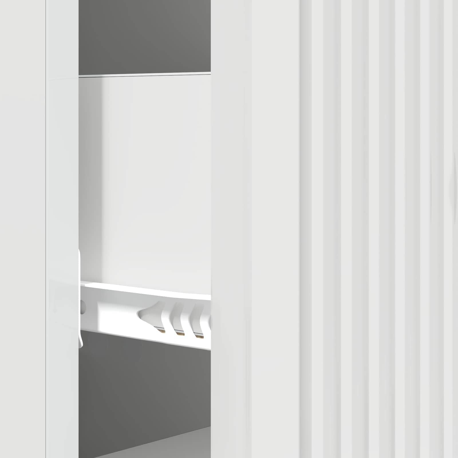 Cassettiera in legno bianco lucido, 33 x 34,5 x 90 cm, con 3 cassetti, per soggiorno, corridoio, ufficio, spazio e ordine