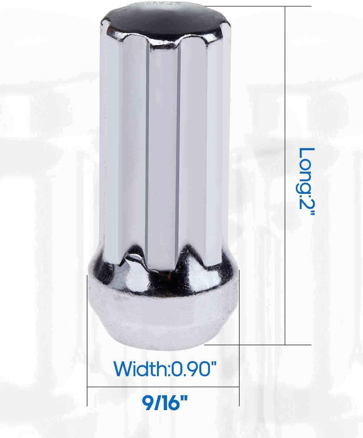 ECCPP Wheel Lug Nuts 9/16" Thread Size 32 Pieces +2 Keys Silver Chrome 2" Tall Spline Bulge Acorn Lug Nuts for Dodge for Ram 2500/3500 for Ford E-250/E-250 Econoline/E-350/F-250/F-350 1988-2013