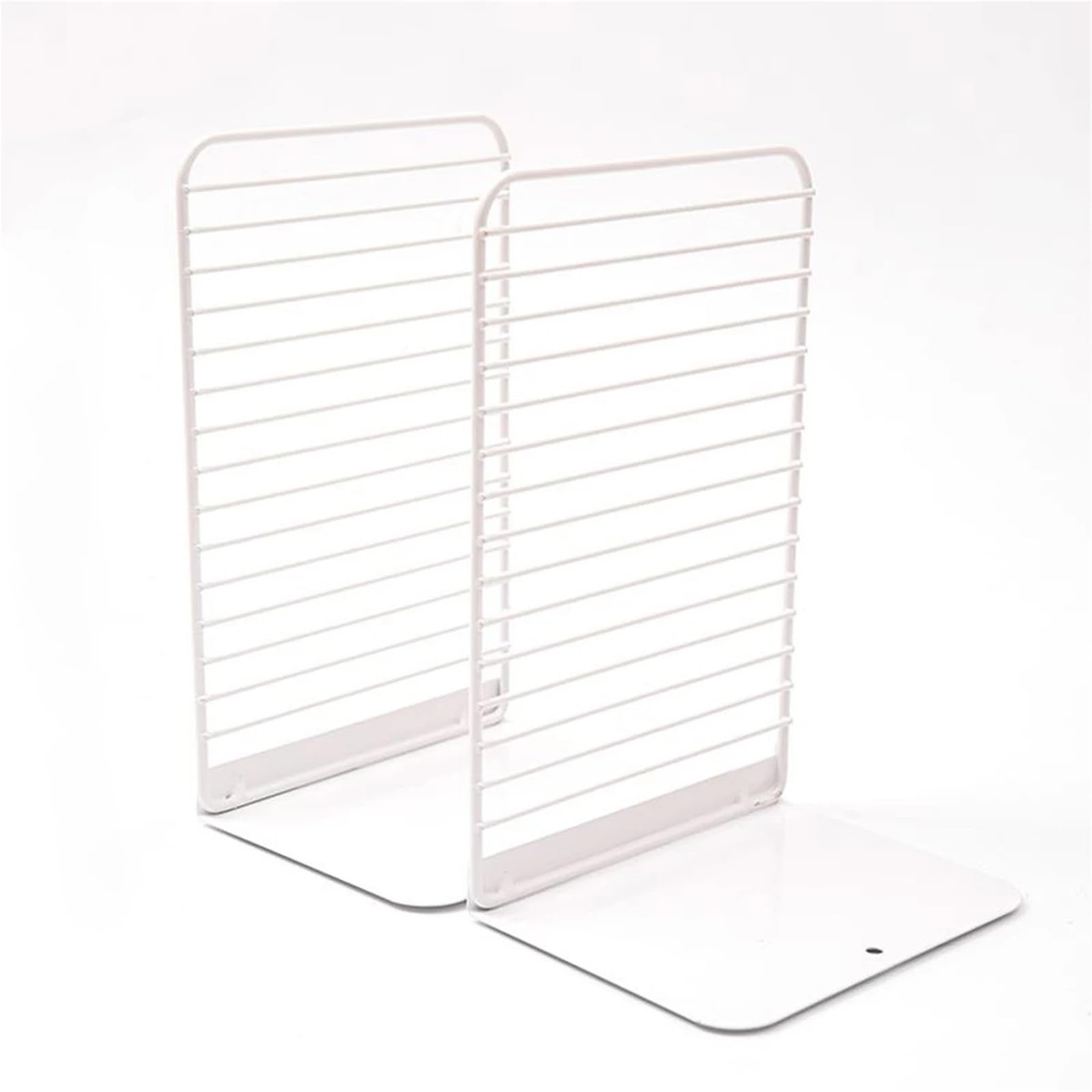 Desktop Bookends 1 Pair Simple Horizontal Striped Desk Stand Student Storage Bookshelf Book Display Shelving Unit For Home And Office for Book Storage(White)