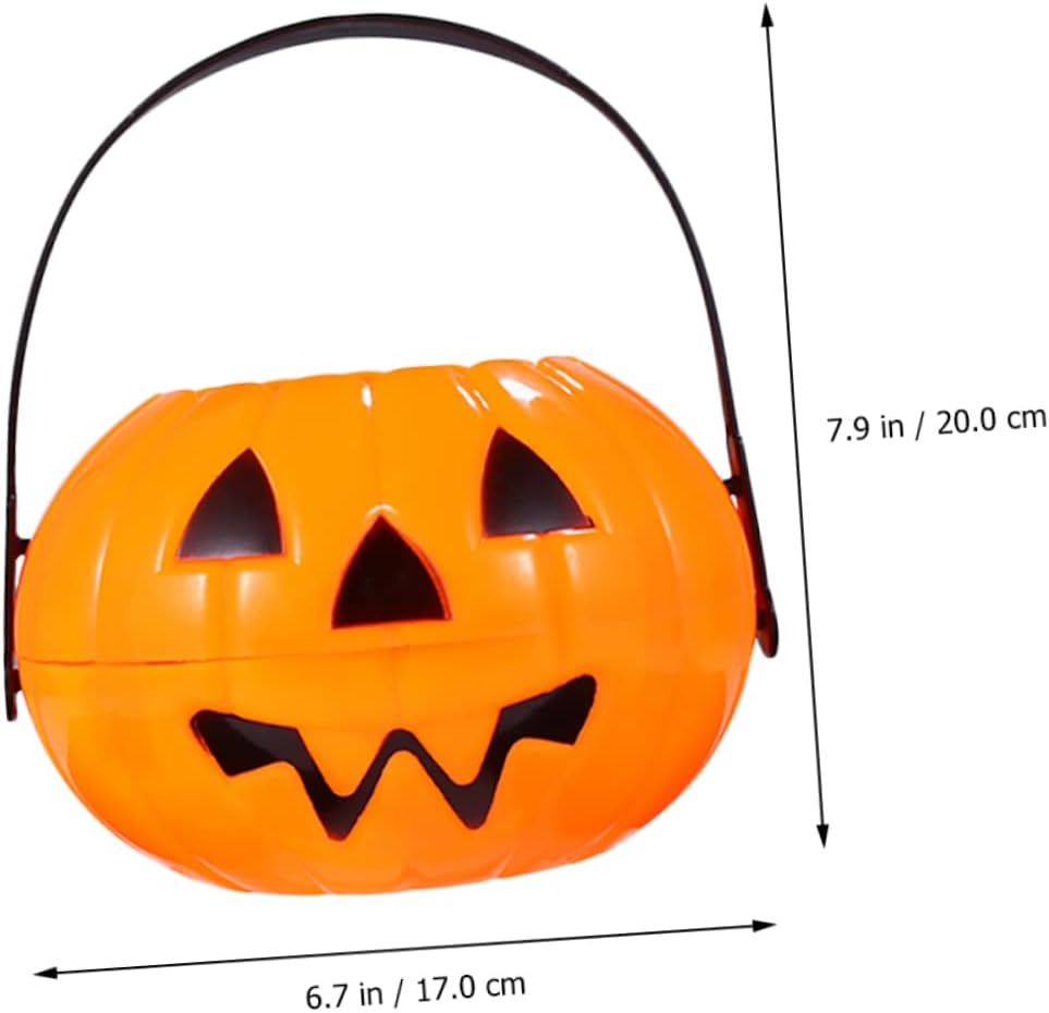 Pumpkin Shape Buckets Small Halloween Treat Pail Plastic Candy Boxes Desktop Ornament