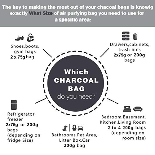 Marsheepy 12 Pack Bamboo Charcoal Bags,Car Air Fresheners, Charcoal Odor Absorber, Shoe Deodorizer Bags, Odor Eliminator for Home, Pets, Car, Closet (200g X 2 and 75g x 10)