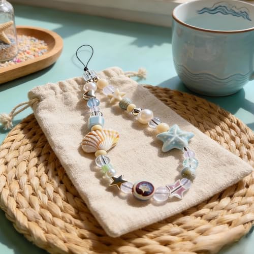 Image of Cute Beaded Camera Wrist Strap for Phone, Digital Camera Charm Lanyard, Pearl Beaded Chain for Bag Keychain Gift