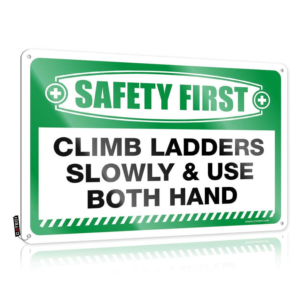 Fzfn Colour Vintage Workshop Wall Art - Safety First Climb Ladders Slowly & Use Both Hand Accessory Rustic Wall Hanging(30X40cm)