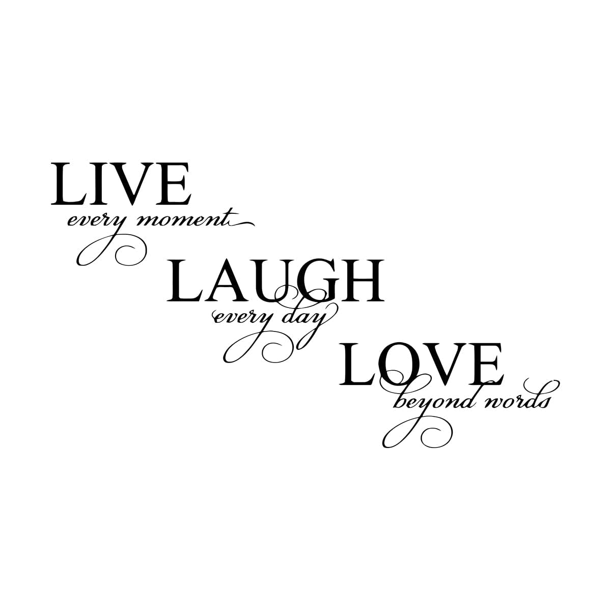 Lzhouting Wall Stickers 4547 Live Laugh Love Wall Decal Vinyl Home Decoration Living Room Bedroom Family Quotes Art Sticker Removable Mural Wallpaper Small - 32X57cm
