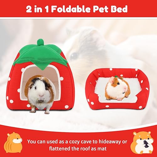 Image of BWOGUE Guinea Pig House Bed Cozy Hamster Cave Large Hideout for Dwarf Rabbits Hedgehog Bearded Dragon Winter Nest Hamster Cage Accessories