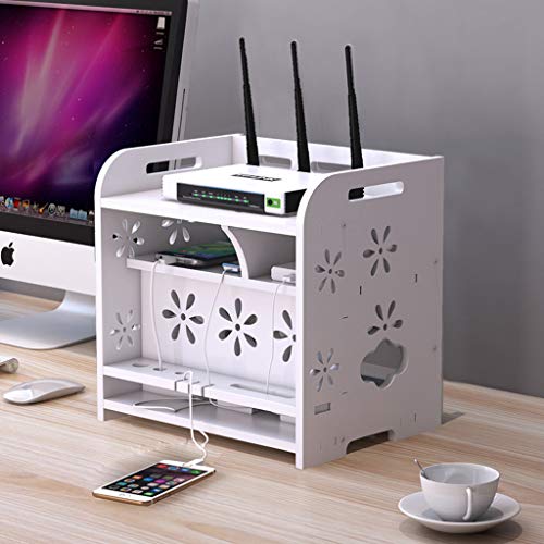 Kabel Netzstecker Draht Aufbewahrungsbox Regal for WiFi-Router TV-Box Set-Top-Box Streaming Media-Gerät Spielkonsole weiß Wandregal