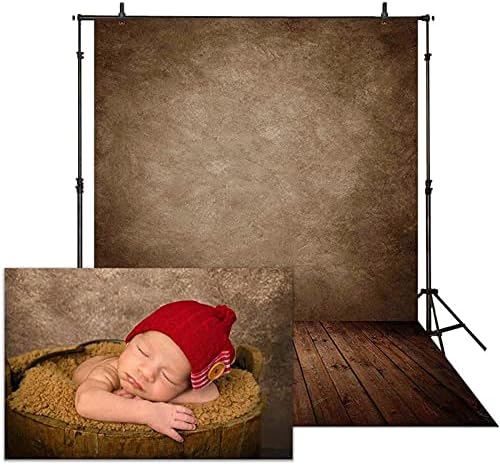 Allenjoy 5x7ft Soft Fabric Brown Wall with Wooden Floor Photography Backdrop Newborn Baby Photoshoot Abstract Portraits Photo Background Photographer Props
