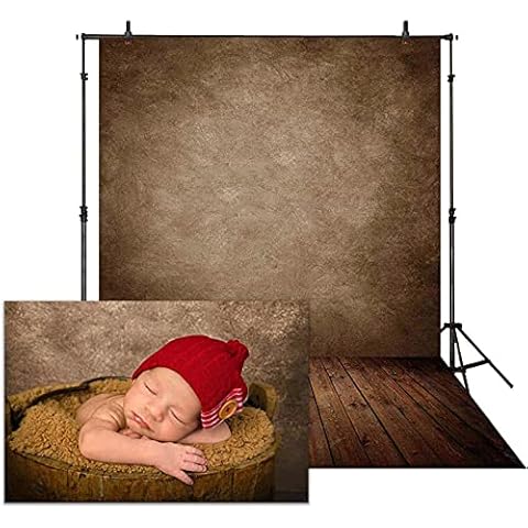 Allenjoy 5x7ft Soft Fabric Brown Wall with Wooden Floor Photography Backdrop Newborn Baby Photoshoot Abstract Portraits Photo Background Photographer Props Cover