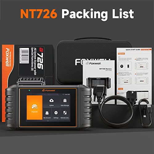2023 Foxwell Nt726 Obd2 Scanner All System Car Diagnostic Scanner 8 Services Lifetime Free Update Car Scanner Abs Bleeding/Oil/Epb/Sas/D-P-F Regen/Tpms/Throttle Reset Code Reader, Android 9.0 #TOP7