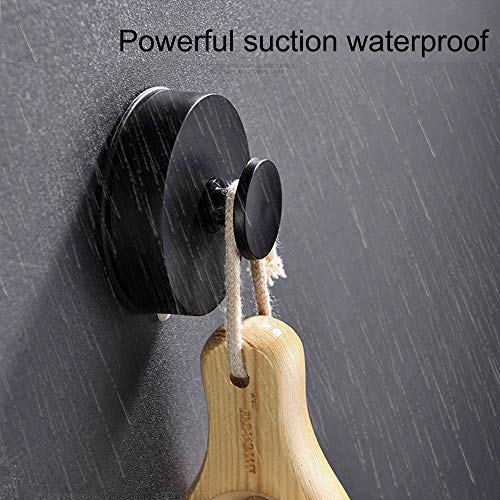 Powerful Vacuum Wall Suction Cup Hooks, Creative Coat Hook Suction Cup Holder Waterproof Bathroom Towel Hooks, Removable, ( Black, 2 Packs ) #TOP2