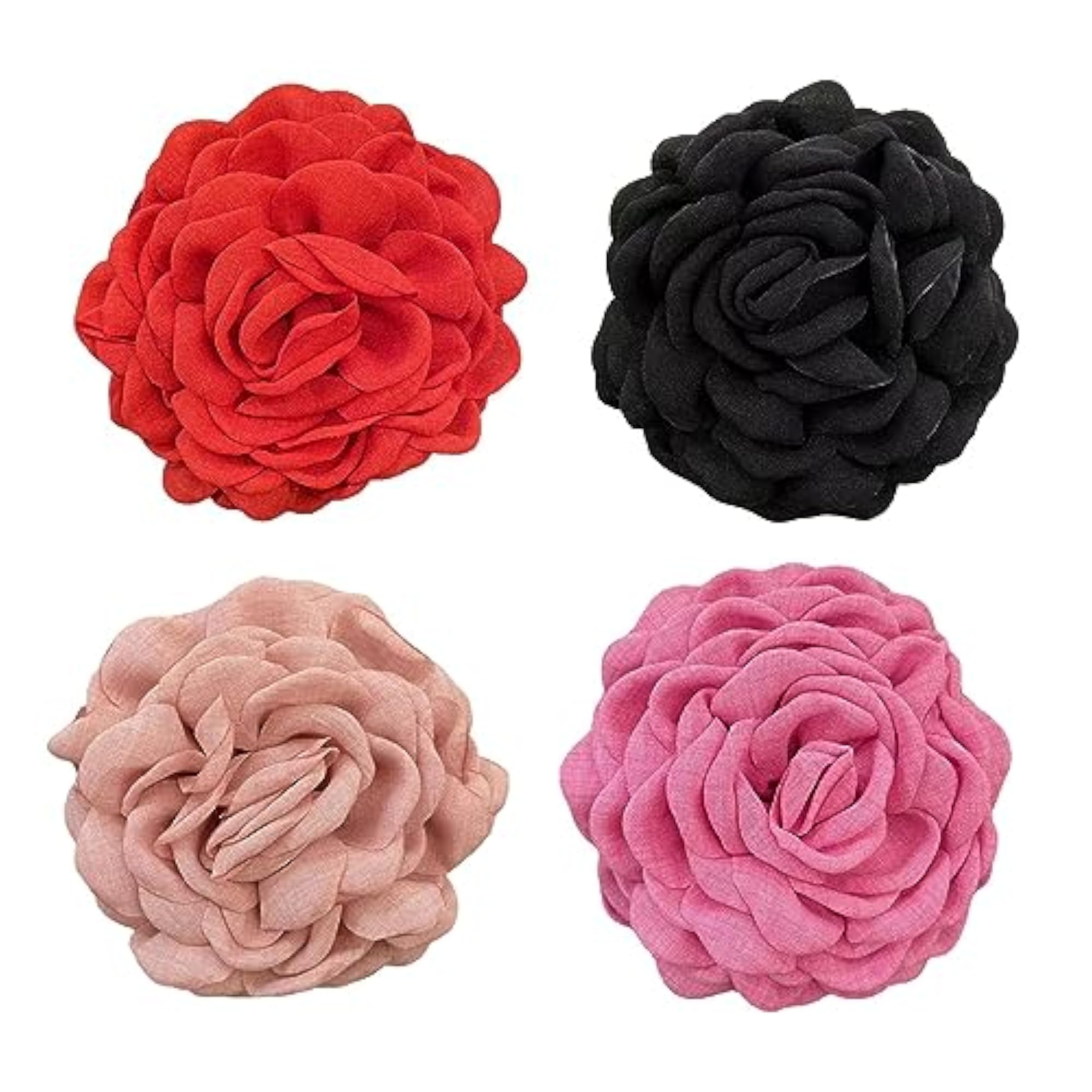 Women's Pink Flower Large Hair Claw Clip for Curly Hair