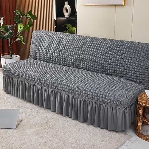 Funda de futón seersucker para sala de estar con sofá cama plegable 5