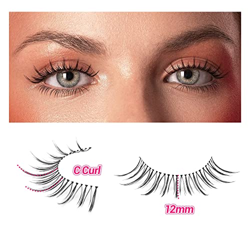 Lashes Natural Look Eye Lashes Wispy Hand Knotted False Eyelashes 12Mm Soft Light Asian Lashes Pack 6 Pairs Clear Band Fake Eyelashes #TOP2
