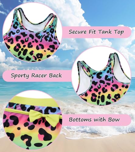 Image of Belovecol Girls Swimsuits 2Pcs Tankini Bathing Suit 4-16Y Bra Pads for 12Y+