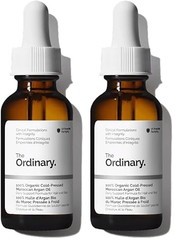 The Ordinary 100% Organic Cold-Pressed Moroccan Argan Oil,Nourishing and Hydrating Treatment for Skin & Hair,1 Fl Oz,(Pack of 2)