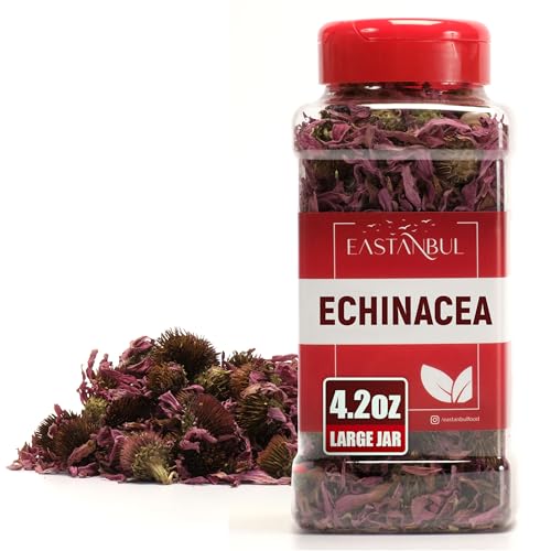 Eastanbul Echinacea Purpurea 4.2oz Dried Echinacea Flowers & Leaves Loose Leaf Whole Equinacea Herb Premium Quality Herbal Tea & Infusion Non-GMO Vegan Gluten Free 100% Natural