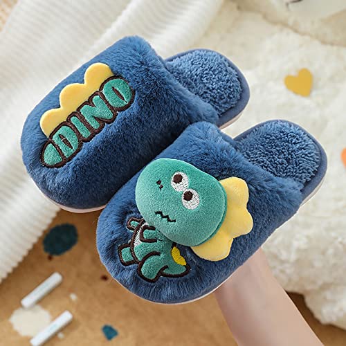 Toddler Boy Shoes Toddler Cute Dinosaur House Slippers for Kids Girls Boys Animals Fuzzy Slippers Soft Plush Home2