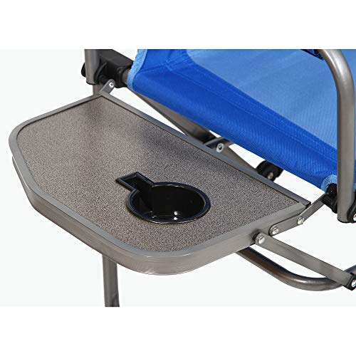 Kamp-Rite Portable Compact-Fold Director's Chair With Side Table & Cup Holder For Camping, Tailgating, And Sports, 225 Lb Capacity, 2 Tone Blue #TOP3