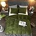 Ivellow Velvet Flannel Duvet Cover King Size Olive Green Comforter Cover Ultra Soft Breathable Cozy Velour Duvet Cover Solid Luxury Bedding Set Zipper Closure Corner Ties