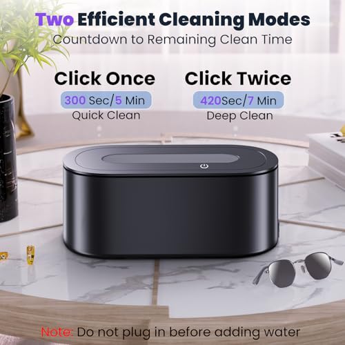 Ultrasonic Jewelry Cleaner, 48Khz 12oz Professional Jewelry Cleaner Ultrasonic Machine with Digital Timer, 30W Portable Ultrasonic Cleaner for Eyeglasses, Necklaces, Rings, Watches, Dentures