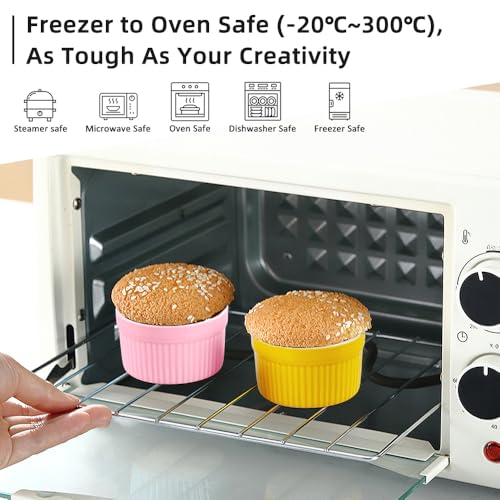 Miniatura 3 de Yapithome Moldes De Cerámica Pequeños Para Souffle Para Crema Brulee, Magdalenas, Pasteles, Soufflés