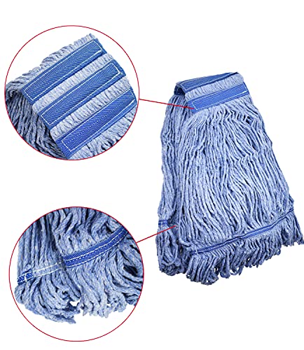 Image of Mop Head Replacement Commercial Heavy Duty String Blue Wet Mop Heads for 3 Typs Commercial Mop Handle(4 pcs,Large,Weight 23oz)