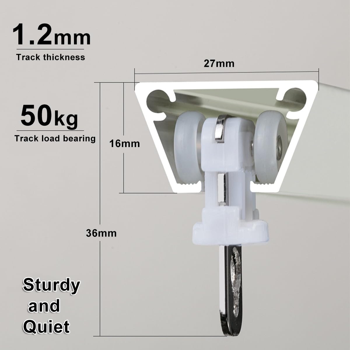 Système de rails de rideaux coulissants en aluminium réglable de 230 cm, idéal pour la séparation de fenêtre et de pièce Blanc