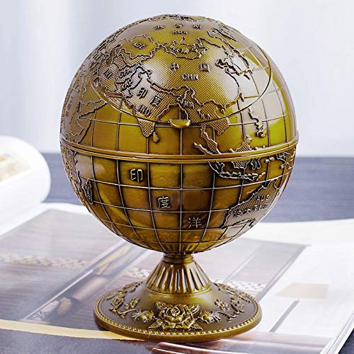 Fayme Vintage metaal met deksel Globe asbak Europees retro huis kantoor hotel asbak decor rook accessoires, doos - Image 3
