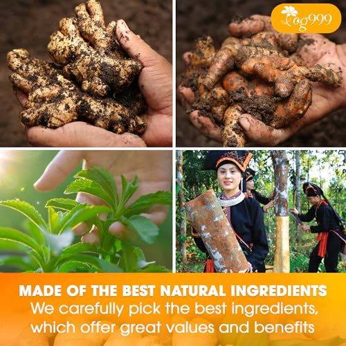 Image of TOG999, 20 Tea Bags of Ginger, Turmeric and Cinnamon, 100% Natural, Hand-made Blend of Ginger, Turmeric, Cinnamon, Orange Peel, Black Pepper, Hawthorn Berry and Jasmine. No Sugar, No Caffeine, No Gluten, Vegan.