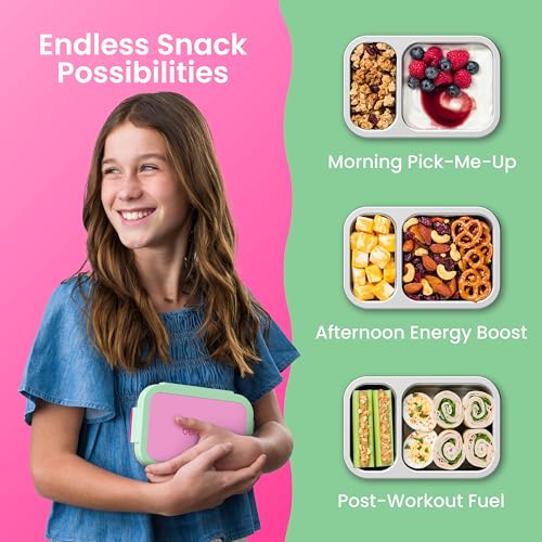 Image of Bentgo Stainless Steel Snack Box, Leak-Proof, 2 Compartments, 2-Cup Capacity