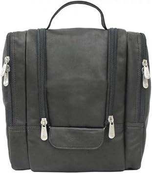 Piel Leather Hanging Travel Toiletry Kit, Black, One Size