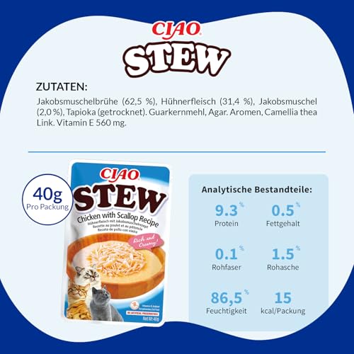 INABA Ciao Stew, Katzenfutter Nass mit Huhn und Jakobsmuscheln, 40g – Ansicht 6