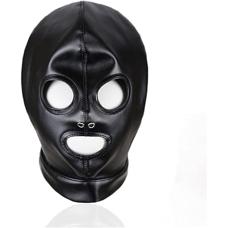 Adjustable Lacing Masks Leather Head Hood Eyes - Mouth Open Halloween Hood...