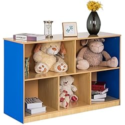 Estanteria Billy Para Zapatos COSTWAY Estantería con 5 Compartimentos Abiertos, Estante de Juguetes de Madera, Organizador Almacenamiento para Libros Juguetes CD para Hogar Oficina, 120 x 40 x 76cm