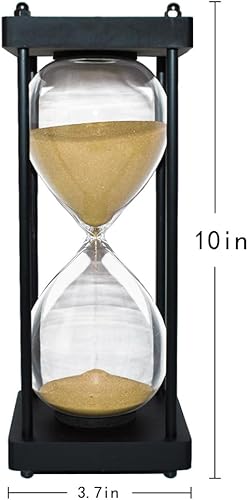 Miniatura 10 de Temporizador de reloj de arena de 60 minutos, marco de madera negra con temporizador de arena decorativa (arena roja, tamaño grande)