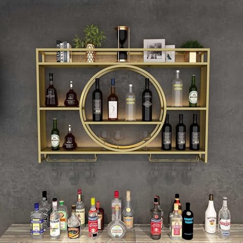 Support pour verres à vin et porte-bouteille industriel mural LED - 6